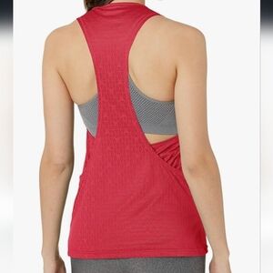 Shape Activewear Semi-Sheer Red Cut-Out Geometric Boost Muscle Tank Sz S